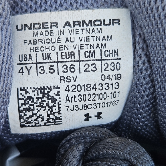 Under Armour Assert 8 Youth SZ 4Y Sneaker Grey Breathable Tie 3022100-101 - Picture 8 of 10